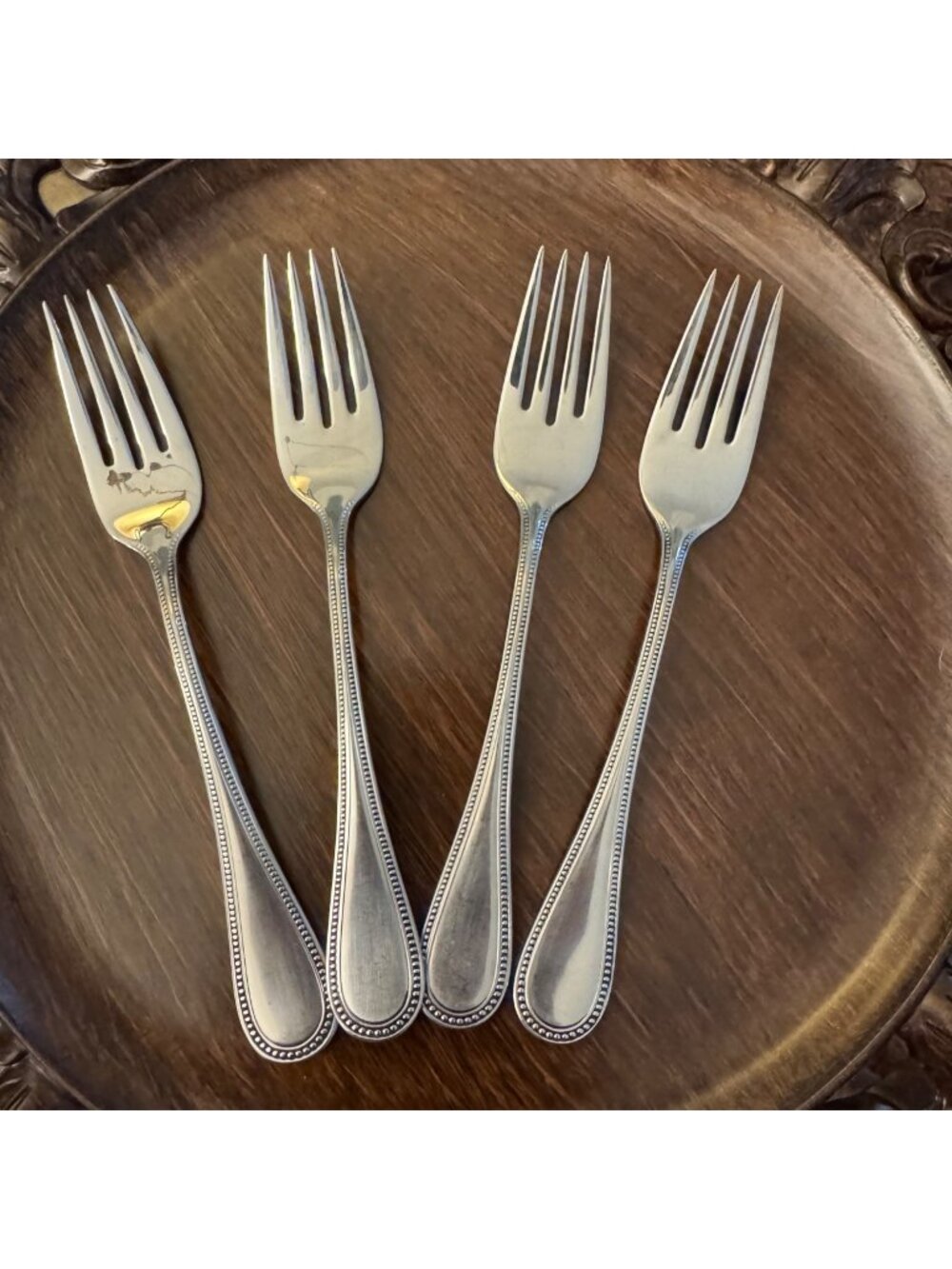Towle 18/8 Stainless Steel Forks Set Of 4 Made In Germany Antique Beaded Design